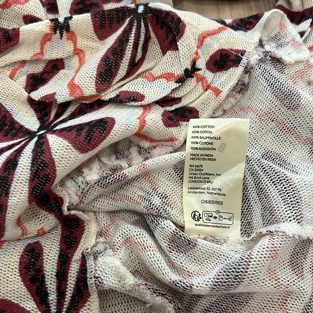 NWOT Free People Through the Meadow Ruched Mesh Floral Long Sleeve Cotton Top